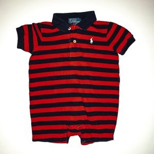 Polo by Ralph Lauren 12mo red & navy stripe romper